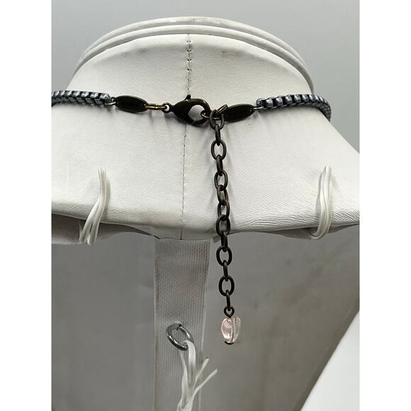 SABIKA Designer Two Tone Dark
Grey Metal Purple Black Bead Y Style Necklace - Picture 6 of 10